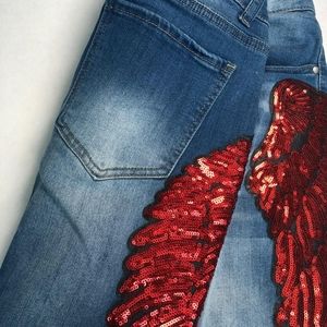 Sequin Red Wings jeans